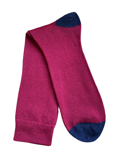 Socks Twin Pack - Plain Burgundy with Navy Heel & Toe Hemingway-Tailors Socks Twin Pack - Plain Burgundy with Navy Heel & Toe Hemingway-Tailors