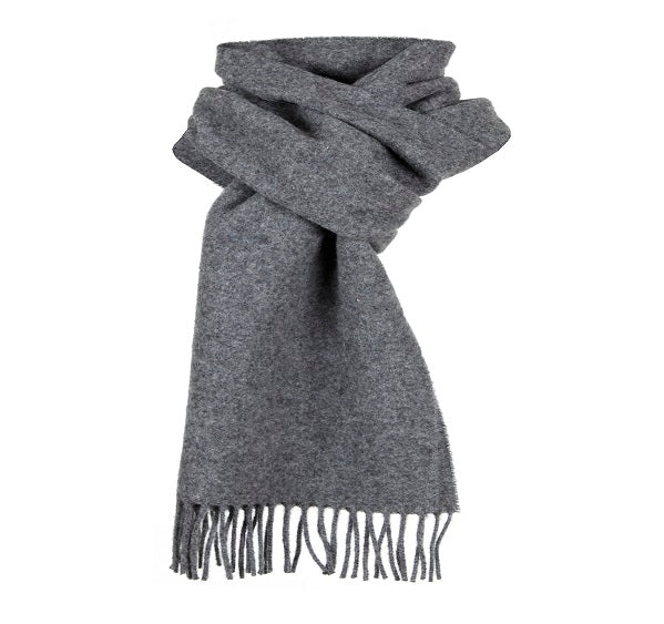 Dents Plain Grey Lambswool Scarf – Hemingway-Tailors - Main Image