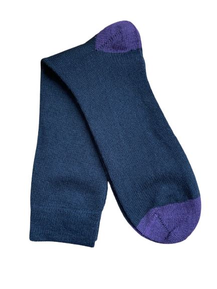 Two Pack - Plain Black with Mulberry Heel & Toe
