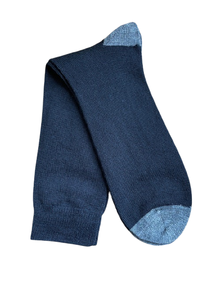 Socks Twin Pack - Plain Black with Grey Heel & Toe