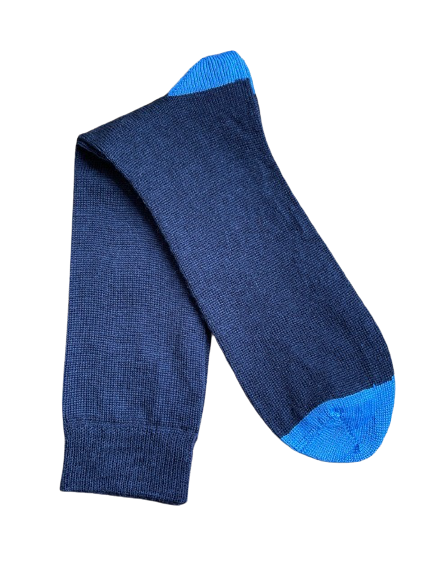 Socks Twin Pack - Plain Navy with Blue Heel & Toe