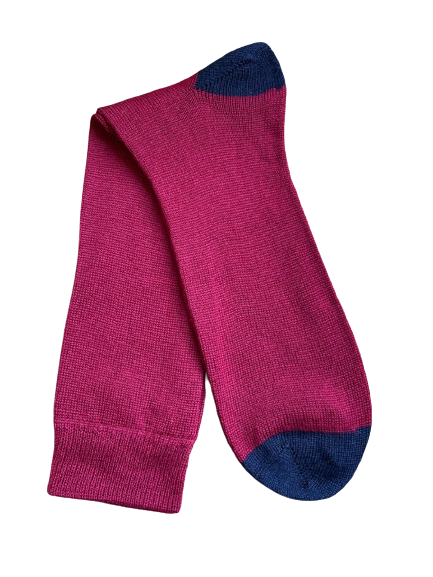 Socks Twin Pack - Plain Burgundy with Navy Heel & Toe