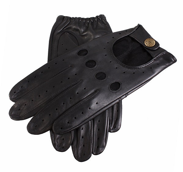 Mens Dents Black Hairsheep Leather Driving Gloves
