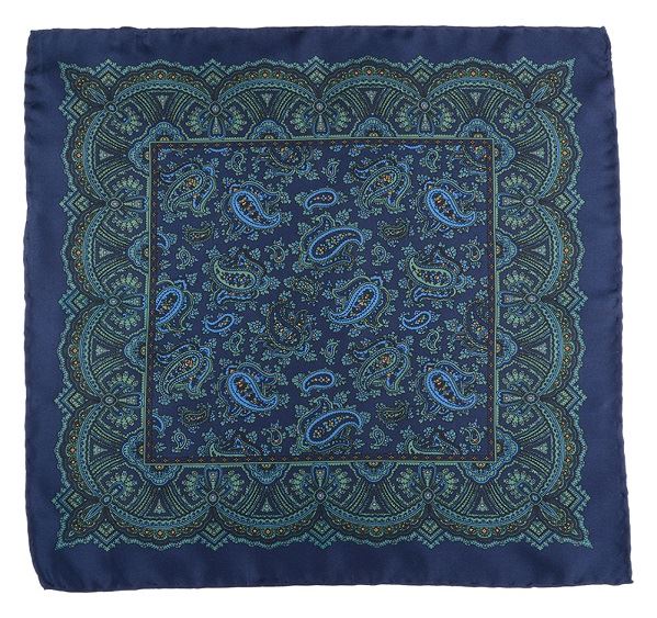 
                  
                    Blue & Green Silk Pocket Square - Large Paisley
                  
                