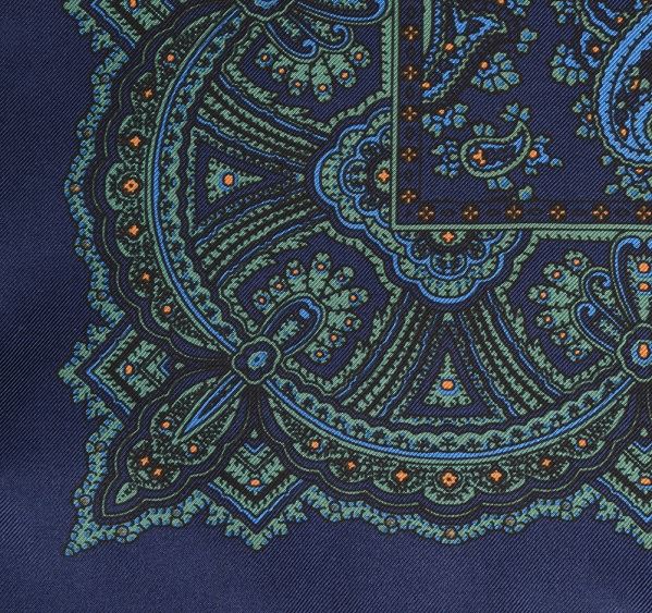 
                  
                    Blue & Green Silk Pocket Square - Large Paisley
                  
                