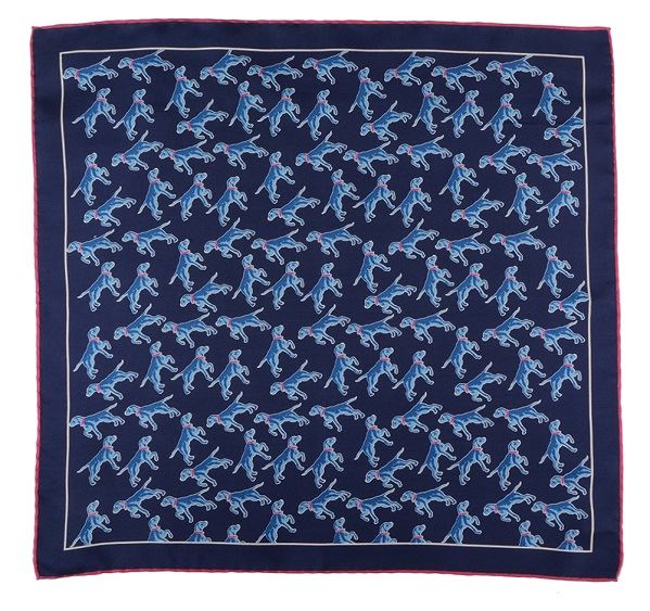 
                  
                    Dark Blue Dog Print Silk Pocket Square
                  
                