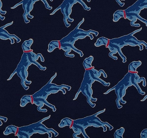
                  
                    Dark Blue Dog Print Silk Pocket Square
                  
                