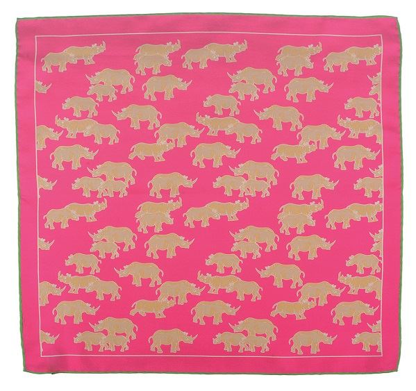 
                  
                    Pink Rhino Print Silk Pocket Square
                  
                