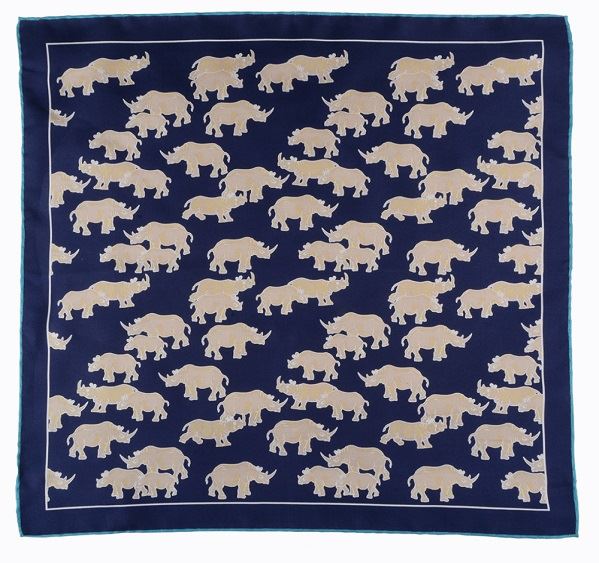 
                  
                    Dark Blue Rhino Print Silk Pocket Square
                  
                