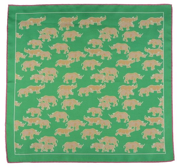 
                  
                    Green Rhino Print Silk Pocket Square
                  
                