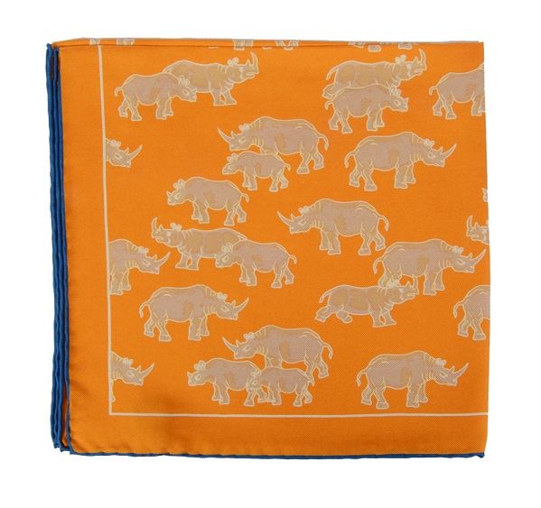 
                  
                    Ochre Rhino Print Silk Pocket Square
                  
                