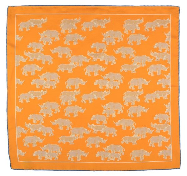 
                  
                    Ochre Rhino Print Silk Pocket Square
                  
                