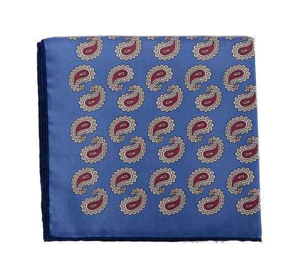 
                  
                    Blue Paisley Print Silk Pocket Square
                  
                