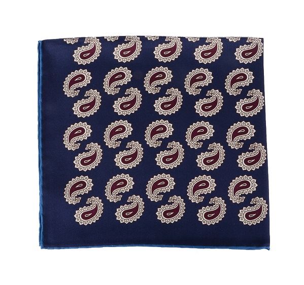 
                  
                    Dark Blue Paisley Print Silk Pocket Square
                  
                