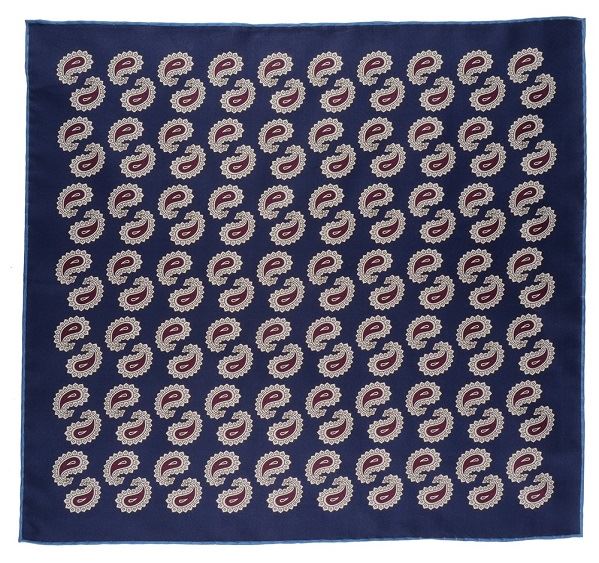 
                  
                    Dark Blue Paisley Print Silk Pocket Square
                  
                