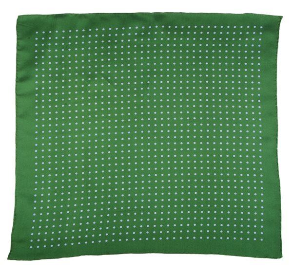 
                  
                    Green Spotted Silk Pocket Square
                  
                