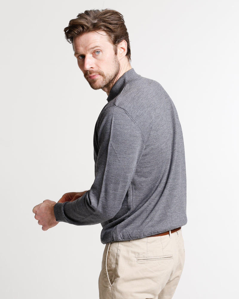 
                  
                    Mens Grey 3 Button 100% Merino Wool Polo Jumper
                  
                