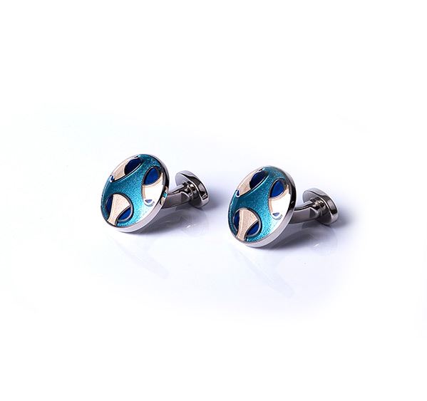 Round Layered Base Metal Cufflinks