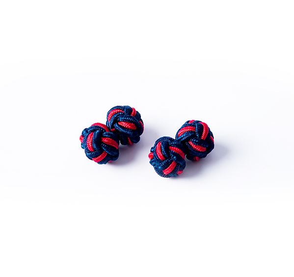 Navy and Red Silk Knot Cufflinks