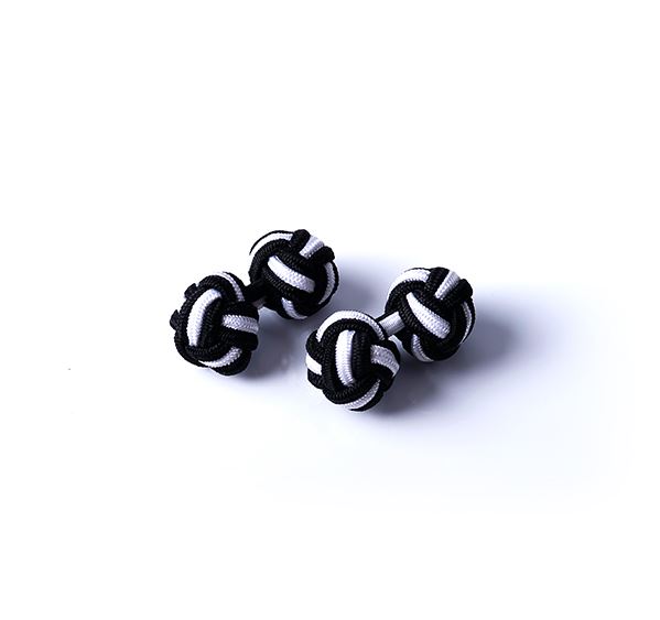 Black and White Silk Knot Cufflinks