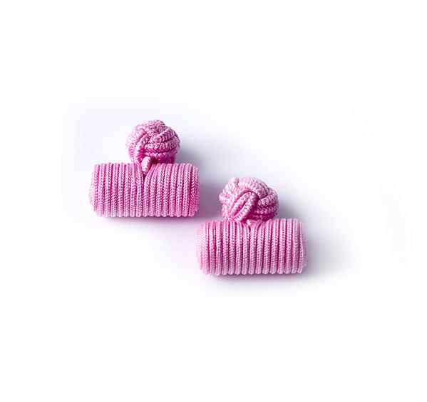 Pink Silk Knot & Barrel Cufflinks