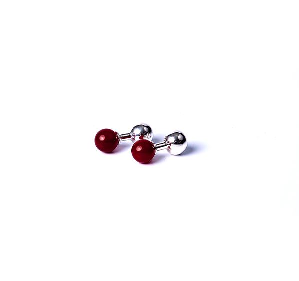 Sterling Silver Carnelian Ball Cufflinks