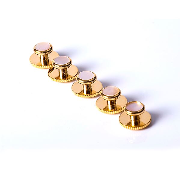 Gold and Mother of Pearl Dress Studs (set of 5 studs)