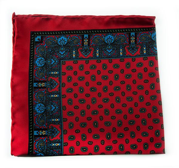 Red Silk Pocket Square - Small Paisley