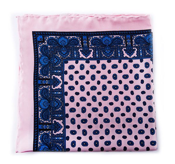 Pink Silk Pocket Square - Small Paisley