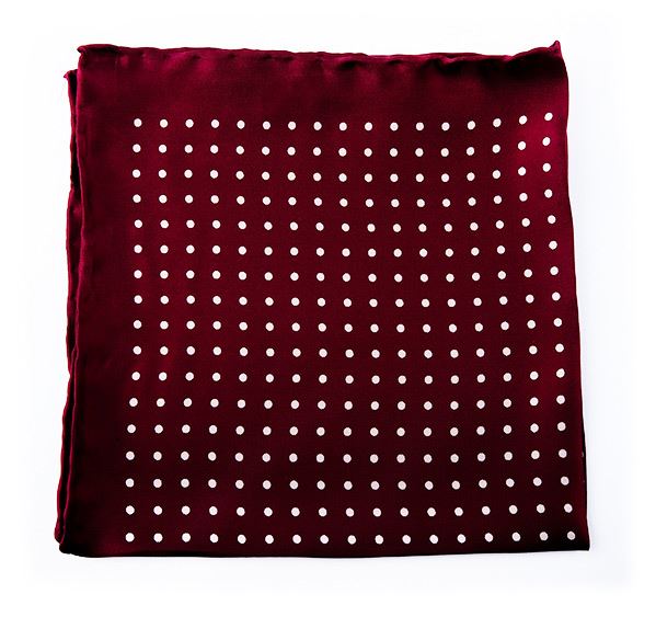 Maroon Spotted Silk Pocket Square
