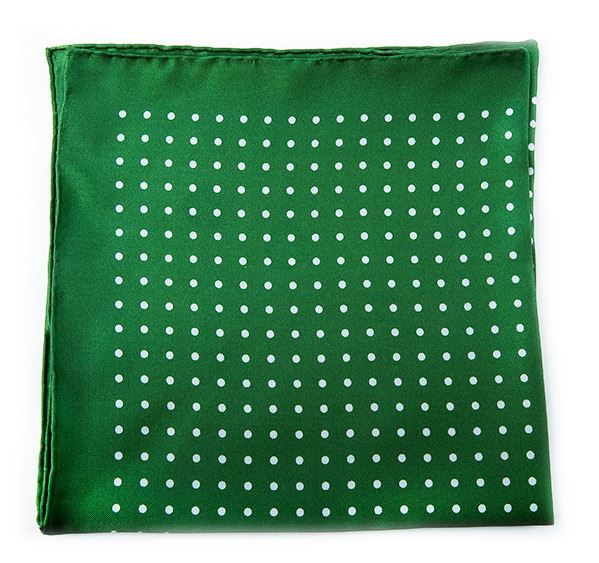 
                  
                    Green Spotted Silk Pocket Square
                  
                