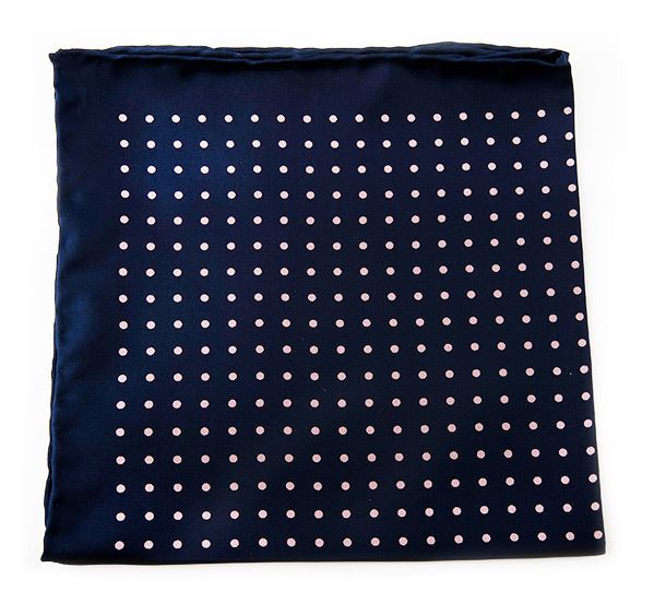 Dark Blue Spotted Silk Pocket Square