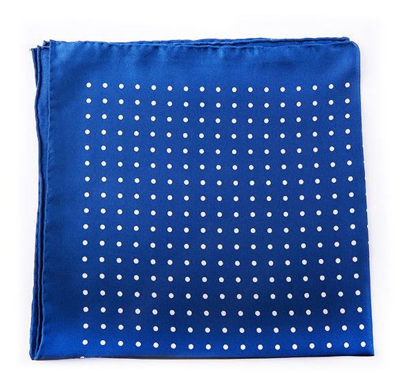 Light Blue Spotted Silk Pocket Square