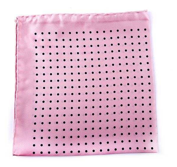 Pink Spotted Silk Pocket Square