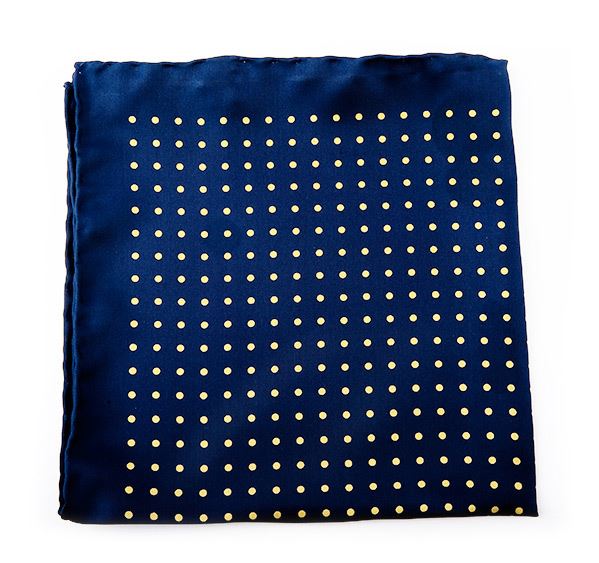 Blue Spotted Silk Pocket Square