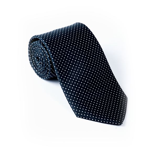 Dark Blue & White Pin Spot Printed Tie
