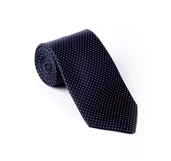Dark Blue & Pink Pin Spot Printed Tie
