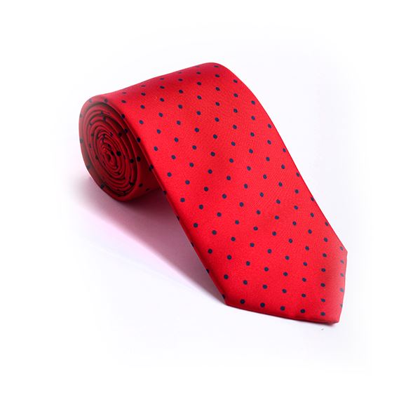 Red & Navy Spot Printed Tie