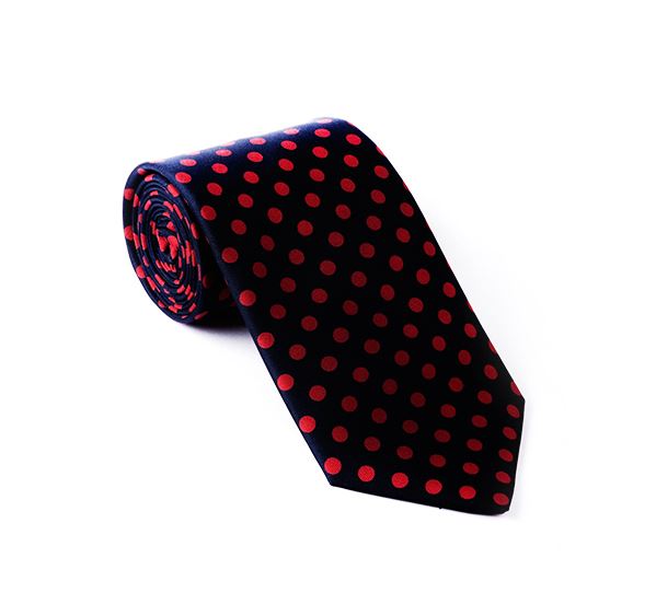 Dark Blue & Large Red Spot Printed Tie