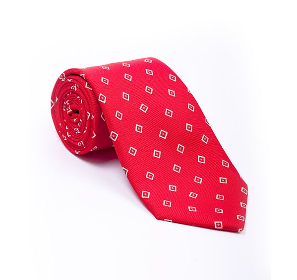Red Geometric Printed Tie