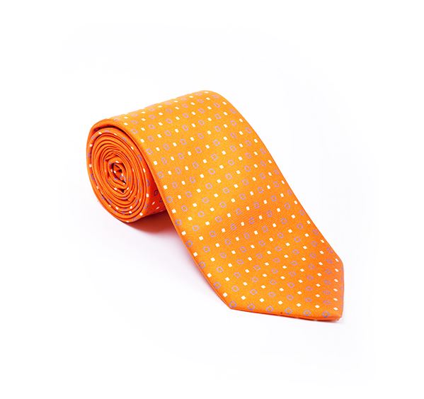 Orange & Grey Fancy Printed Tie