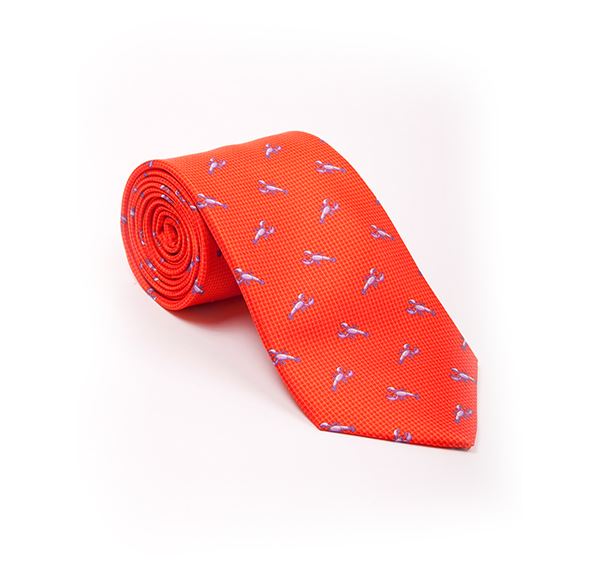 Orange Lobster Printed Tie