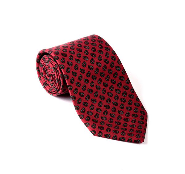Red Paisley Printed Tie