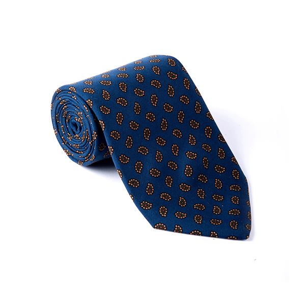 Dark Blue Paisley Printed Tie