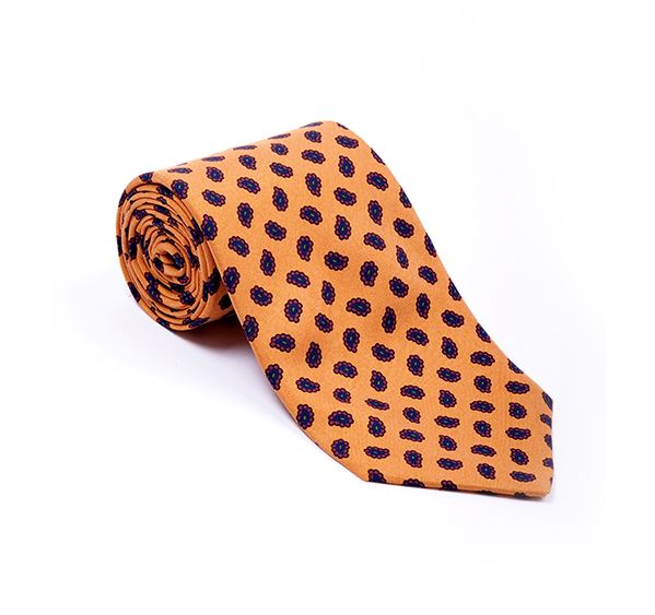Orange Small Paisley Printed Tie