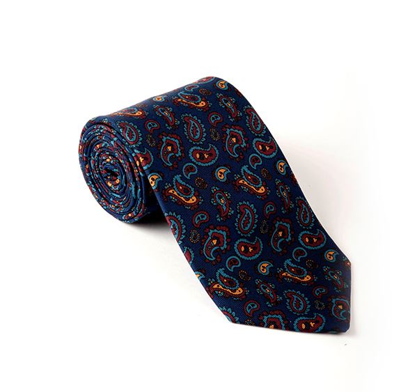 Blue & Maroon Paisley Printed Tie