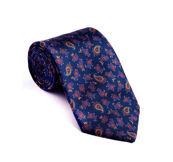 Blue & Red Paisley Printed Tie