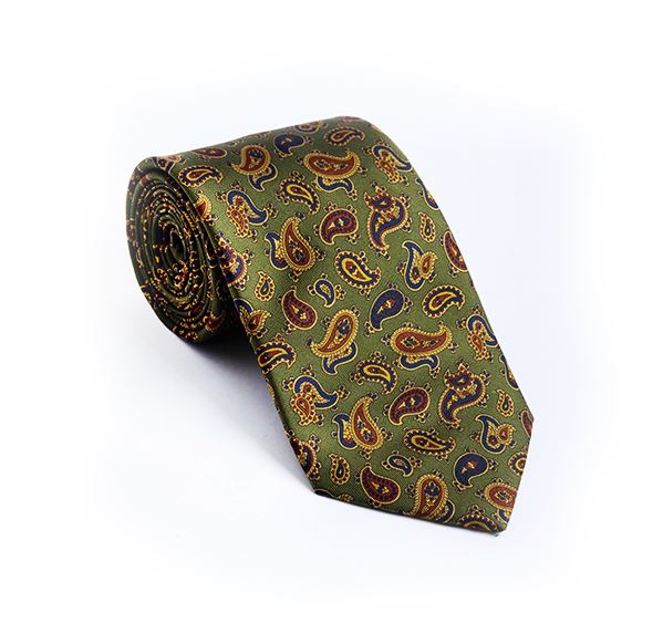 Green Paisley Printed Tie
