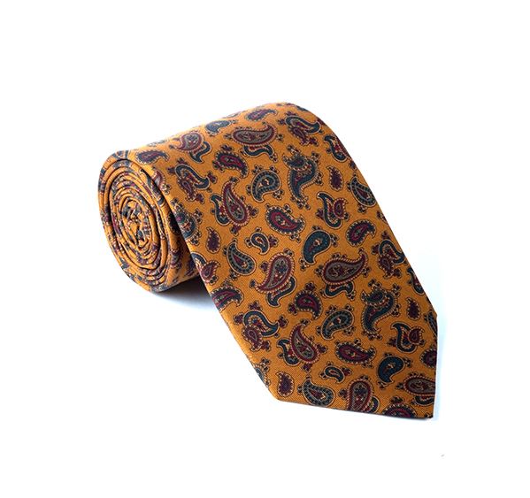 Orange Paisley Printed Tie