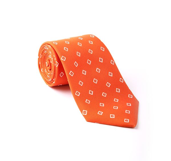 Orange Geometric Printed Tie